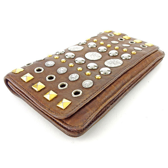 Miu Miu Long Wallet Studded Brown L1401S - Picture 3 of 9